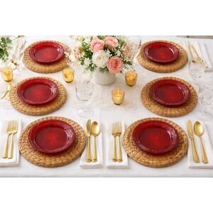 Vintage Avon 1876 Cape Cod Ruby Red Glass 7.5" Salad Dessert Plates - Set of 6